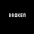 Pixelated text and symbols on a black background with scattered colored dots, showing animated changes in letter arrangement.