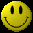 Six yellow smiley face icons arranged in a with black eyes and curved smiles, below which is a rainbow gradient background containing repeated text elements