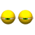 A yellow spherical object with a horizontal band showing green and black pixel clusters that shift position across frames.