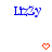 Blue 'Lizzy' text with pixelated effect appears in three above red pixel hearts that animate between solid and hollow states on white background