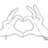 A static image shows two hands forming a heart shape with fingers, accompanied by pink pixelated text on a white background.