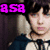 six identical images showing a person with dark hair and light eyes wearing a dark blue top, each with 'asa' text in different colors above