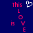 Pixelated text 'This L O V E' in red on dark blue background with white heart symbol above the 'L'.