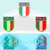 Animated contact sheet showing four frames of a sports-themed buddy icon with Italian flag shields and blue water-like shapes.
