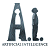 Static pixelated icon featuring large stylized 'AI' letters with a small figure standing to the right, all in grayscale tones on white background.
