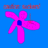 Static pixel art of a pink windmill with four blades on blue background, top text partially obscured by blur.