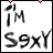 Pixelated text 'I'M S9xY' with pink heart icons in various positions across a of frames