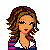 Pixel art contact sheet showing three static frames of a cartoon character with text overlay reading "Money Can't Buy Happiness... That's What Shopping Is For!" in pink font.