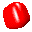 Red 3D-rendered object with glossy surface rotates through multiple angles on gray background.
