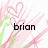 Pixelated pink and green floral design with a heart shape above the text 'brion' on white background.