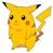 A 5x5 contact sheet of 25 sequential frames from an animated Pikachu icon, each frame showing the character in a standing pose with subtle variations across sampled frames.