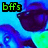 Pixelated image with 'bffs' text in top-left corner, featuring blue and purple abstract shapes against a light background.