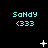 Pixelated cyan text 'Sandy <333' repeated across a black background with animated white star and plus symbols appearing in different positions.