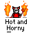 Animated pixel art contact sheet showing a devil mascot with red body, white face, and horns holding a pitchfork surrounded by orange flames across seven frames.