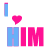 Pixelated animated contact sheet showing three variations of "I ❤️ HIM" text with color-shifting letters and heart symbols across frames.