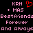 Pixelated text and symbols on black background with pink and red elements, including 'KRN', '+ MAS', 'Bestfriends', 'Forever', 'And Always' repeated twice.