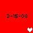 Red background with four instances of '3-15-08' text and three pixelated heart icons in white, light pink, and dark pink.