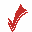 Red pixelated checkmark icon with multiple variations showing different sizes and orientations against a white background.