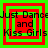 A static image with four identical featuring red and green concentric squares overlaid by black text reading "Just Dance and Kiss Girls"