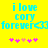 Yellow background with cyan text reading "i love cory forever" and a heart symbol, accompanied by five pink and one light pink pixelated stars below.