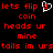 Red pixelated text on black background with a white heart-shaped icon in the center, displaying phrases like 'lets flip a coin heads ur mine tails im urstails im urs'.