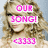 six pixelated images showing a person with curly blonde hair, each overlaid with distinct colored text and symbols
