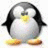 Pixelated penguin with closed eyes, yellow beak and feet stands against white background; adjacent dark brown displays 'I smarticle!' in pixel font
