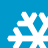 Four white snowflake icons on a solid blue background, each with distinct branching patterns and varying pixelated edges.