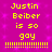 Yellow pixelated text on magenta background reads "Justin Beiber is so gay" with dotted lines below, repeated twice in a