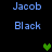 Blue text 'Jacob' and 'Black' on black background with green heart symbols appearing in different positions across frames.