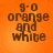 Four identical orange and white pixelated text arranged in a on an orange background