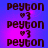 repeated 'peyton' text with a heart symbol, alternating between blue and purple backgrounds with pink highlights