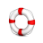 Circular white ring with four red rectangular segments evenly spaced around its circumference on a gray background.