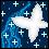 Pixelated icon with white cross symbols scattered across a blue and teal gradient background featuring a large central white shape.