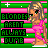Pixelated image of a blonde woman in pink dress against green-pink striped background with text "BLONDES ARENT ALWAYS DUMB".