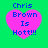 Four identical pixelated heart-shaped icons with blue text on a green background, each displaying 'Chris Brown Is Hott!!!' in a retro digital style.