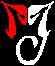 Red and white stylized devil motifs on black background, animated sequence showing transformation of winged symbols with red accents.