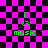 Pixel art icon with pink and black checkered background, green 'i' symbol above musical note, and 'music' text below on two views of the same asset.