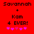 Red background with black text reading 'Savannah', '+', 'Kom', and '4 EVER!' above pink star symbols, showing animation changes in the stars.