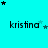 Cyan background with repeated 'kristina' text and star symbols in black and teal, arranged in a pattern with animated star positions