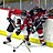 Pixelated hockey players in red and white uniforms on ice with yellow boards, next to blue text reading "I LIKE GAY GUYS" and "WITH NICE STICKS!"
