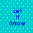 Blue text reading "Let It Snow" on a cyan background with white dots, displayed in a of four identical