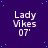 Purple background with blue dots and repeated white text 'Lady Vikes 07' in a pattern