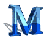 Nine identical blue gradient 'M' letters arranged in a on gray background, each with subtle shadow effect