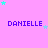 A static image with a pink background displays the name 'DANIELLE' in purple text across three , each containing four instances of the name surrounded by small cyan and light gray stars