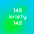 Pixelated text '145', 'kristy', '145' displayed in white on a blue-green gradient background with subtle circular patterns.