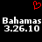 Red pixelated heart symbol above white pixelated text reading "Bahamas" and "3.26.10" on black background.