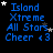 Blue text on black background with white and gray stars; text reads Island Xtreme All Stars Cheer <3; stars shift position across frames.