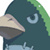 Pixelated static icon of a cartoon bird-like character with teal body, green crest, and beige beak against white background.