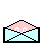 Pixelated envelope icon with pink bunny ears and face emerging from light blue interior, transitioning to empty envelope then red heart symbol.